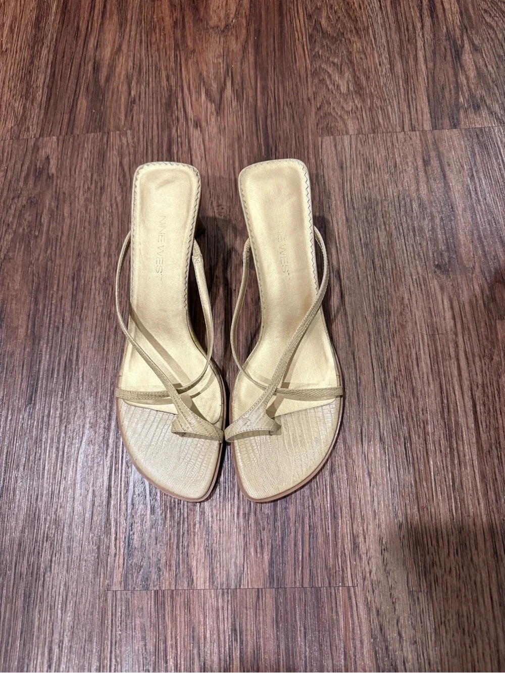 Womens Strappy Sandals in Gold - Sleek Minimalist Slide